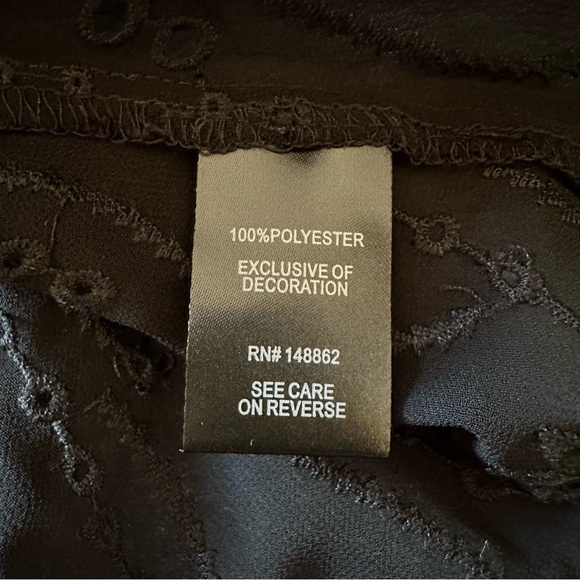 NWT Torrid Chiffon Ruffle Collar Eyelet Embroidered Black Blouse - Picture 14 of 15